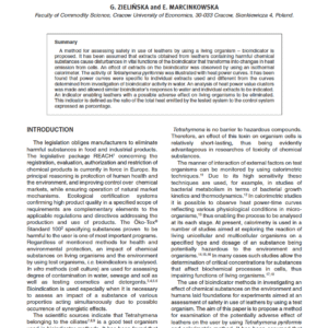 The Bioindicator Method for Assessing Safety in Use of Leathers, Part I: Calorimetric Measurements of Bioindicator Response to Extracts From Leathers