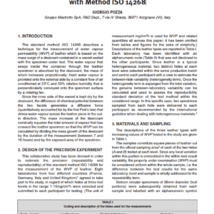 Collaborative Study for the Determination of Repeatability and Reproducibility of the Measurement of theWater Vapour Permeability of Leather with Method ISO 14268