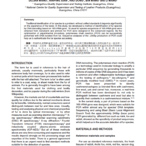 Identification of Fur Species by DNA Barcoding Based on 16S rRNA Gene