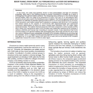UV Protection Against Photoageing of Garment Leathers by ZnO Nanoparticles: Application of Nano ZnO in Finishing Process as Photocatalyst