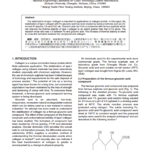 Stabilization of Collagen by Cross-linking with a Ferrous-gluconic Acid Compound