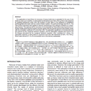Recovery of Chromium(III) Ions from Aqueous Solution by Carboxylate Functionalized Wool Fibres