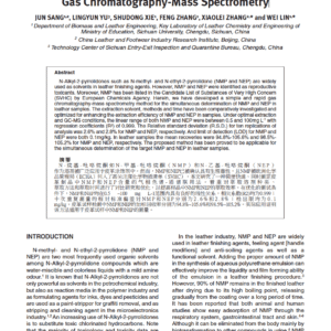 Simultaneous Determination of N-methyl-2-pyrrolidone (NMP) and N-Ethyl-2-pyrrolidone (NEP) in Leather by Gas Chromatography-Mass Spectrometry