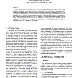The Measurement of Water Vapour Permeability of Leather with ISO 14268 and Related Methods