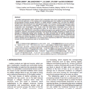 Synthesis of Modified Hydrogenated Castor oil/ nano-ZnO Composites and its Application as a Fatliquoring Agent