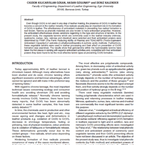 Determination of Antioxidant Properties of Commonly Used Vegetable Tannins and Their Effects on Prevention of Cr(VI) Formation