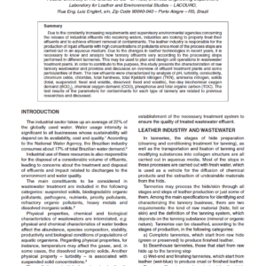 Characterization of Raw Wastewater from Tanneries