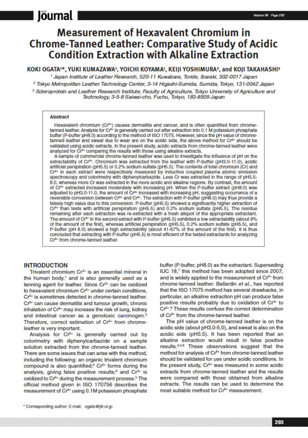 Measurement of Hexavalent Chromium in Chrome-Tanned Leather: Comparative Study of Acidic Condition Extraction with Alkaline Extraction