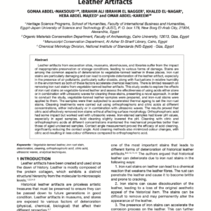 Analytical Techniques for Evaluating an Eco-friendly Approach Using Ultrasonic-assisted Cleaning for Iron Rust Stain Removal from Vegetable-tanned Leather Artifacts