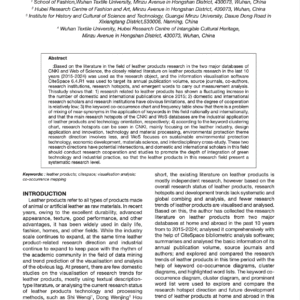 Bibliometrics-Based Visualisation of Research Trends in Leather Products (2015-2024)