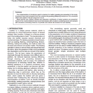 pH as a Parameter for the Exponential Stability of Fatliquor Emulsions