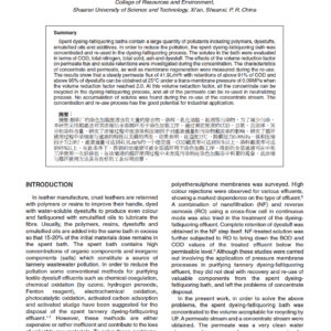 Concentration and Re-use of Tannery Dyeing-Fatliquoring Effluent by Ultrafiltration