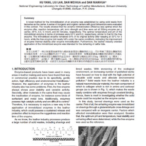 Potential Applications of Solid Waste Generated in the Leather Industry as a Novel Supporting Matrix for Immobilization of Enzyme