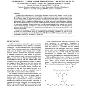 Raw Skin Wastes – Used to Prepare a Collagen Fibre Adsorbent for the Chromatographic Separation of Flavonoids