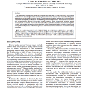 The Quantitative Calculation Between Chrome Technological Parameters in Leather Making and Chrome Absorptivity