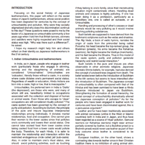 Socio-historical Approach towards Japanese Leatherworkers: A Cross-cultural Perspective