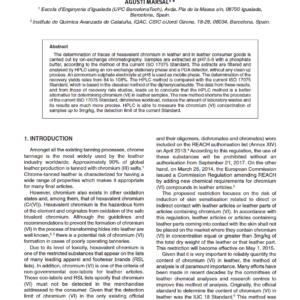 Determination of Hexavalent Chromium in Leather by Ion-exchange Chromatography
