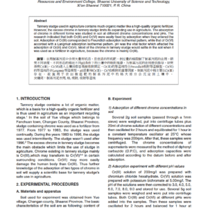 Chrome Adsorption Characteristics of Yue Village Soil Fertilized with Tannery Sludge