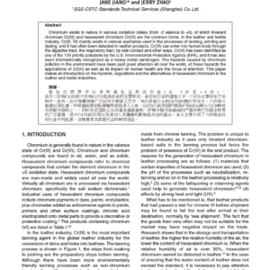 Hazards, Regulations and Alternatives of Restricted Substances in Leather/Textile Industry: Hexavalent Chromium