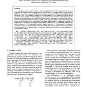 Preparation and Application of an Amphiphilic Acrylic Copolymer as a Retanning Agent