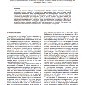 The Relationship Between Water Vapour Permeability and Softness for Leathers Produced in Poland
