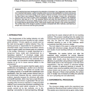 Analysis and Characterization of Chromium Sludge Treated by Acid Leaching