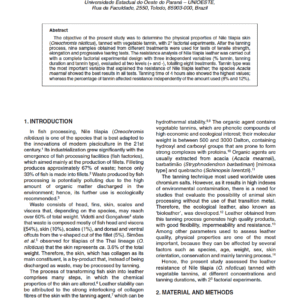Resistance of the Nile Tilapia (Oreochromis niloticus) Tanned with Vegetable Tannin
