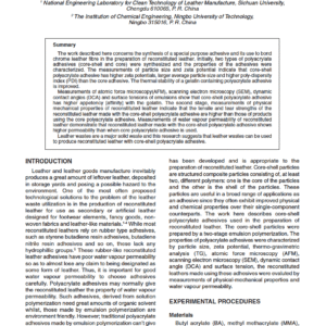 Reconstituted Leather Made Using a Core-Shell Polyacrylate Adhesive