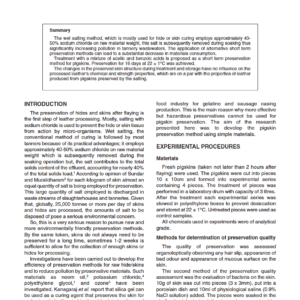 Short Term Preservation of Skins with Acids