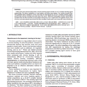 Flame Resistance of Leather Tanned with Zr-Al-Ti Complex Tanning Agent