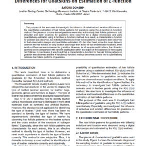 Quantitative Estimation of Hair Follicle Patterns for Leather Surface Using K-function (L-function) Method (1): Influence of Individual and Location Differences for Goatskins on Estimation of L-function
