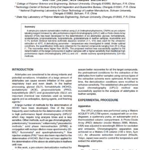 Rapid Determination of Six Aldehydes in Leathers by Ultra Performance Liquid Chromatography