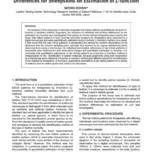 Quantitative Estimation of Hair Follicle Patterns for Leather Surface Using K-function (L-function) Method (2): Influence of Individual and Location Differences for Sheepskins on Estimation of L-function