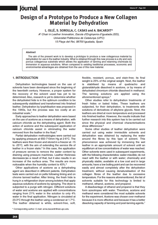 Design of a Prototype to Produce a New Collagen Material by Dehydration
