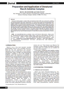 Preparation and Application of Denatured Starch-Gelatine Complex