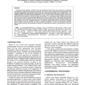 Preparation and Application of Denatured Starch-Gelatine Complex