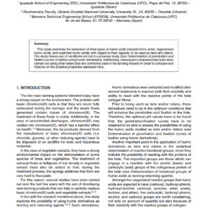 Humic Acid Derivatives as Tanning and Retanning Agents