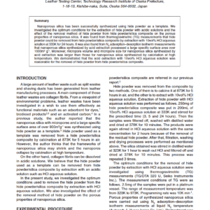 Effect of the Removal Method of Hide Powder on the Porous Properties of Nanoporous Silica