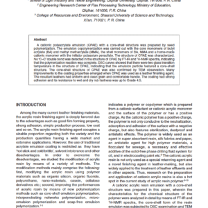 Synthesis and Properties of a Cationic Acrylic Resin Leather Finish with a Core-Shell Structure