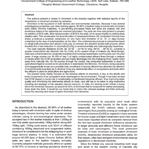 Chromium in the Tanning Industry: An Odyssey from Cradle to Grave