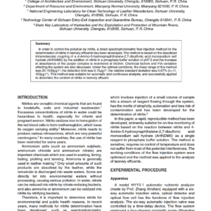 On-line Determination of Nitrite in Tannery Effluent by Flow Injection Analysis