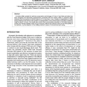 Using a Mobile Chiller for Hides: A Green Method to Resolve the TDS Problem