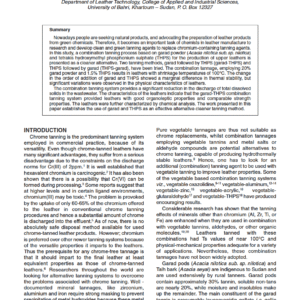 Combination Tanning System for Manufacture of Shoe Upper Leathers: Cleaner Tanning Process