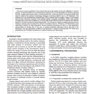 Modification of Collagen Fibre and Clean Chrome Tanning Technology Using Low Temperature Plasma