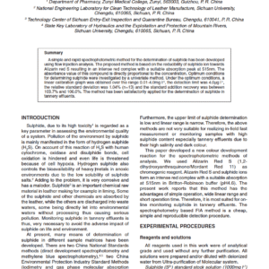 On-line Determination of Sulphide in Tannery Effluent by Flow Injection Analysis