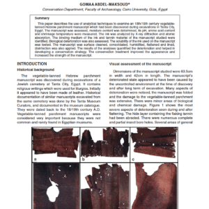 Analysis and Conservation of an Eighteenth/Nineteenth Century Vegetable-tanned Parchment Manuscript
