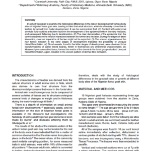Microscopic Anatomy of Developing Nigerian Foetal Goat Skin