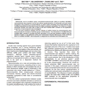 Preparation and Properties of a Methacrylic Acid-co-Modified Maleic Anhydride/Montmorillonite Nanocomposite for Tanning