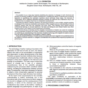 Prediction in Leather Processing: A Dark Art or a Clear Possibility? Procter Memorial Lecture