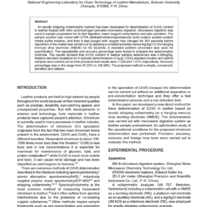 Determination of Cr(VI) Content in Leather with Anodic Stripping Voltammetric Polargraphy